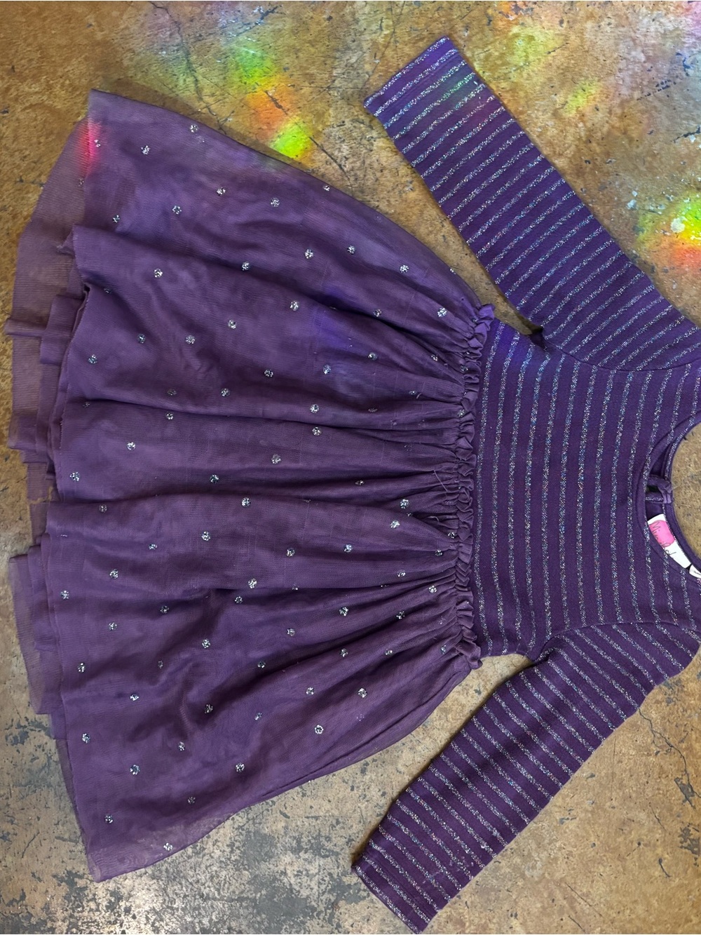 Girls' Sparkle Purple Long-Sleeve Party Dress